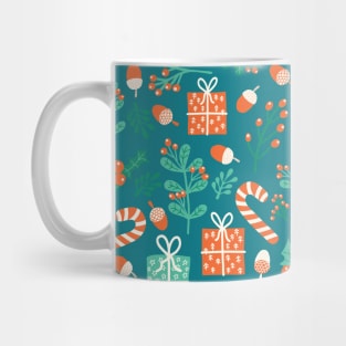 Vintage  Christmas Holidays Green Blue Red Mug